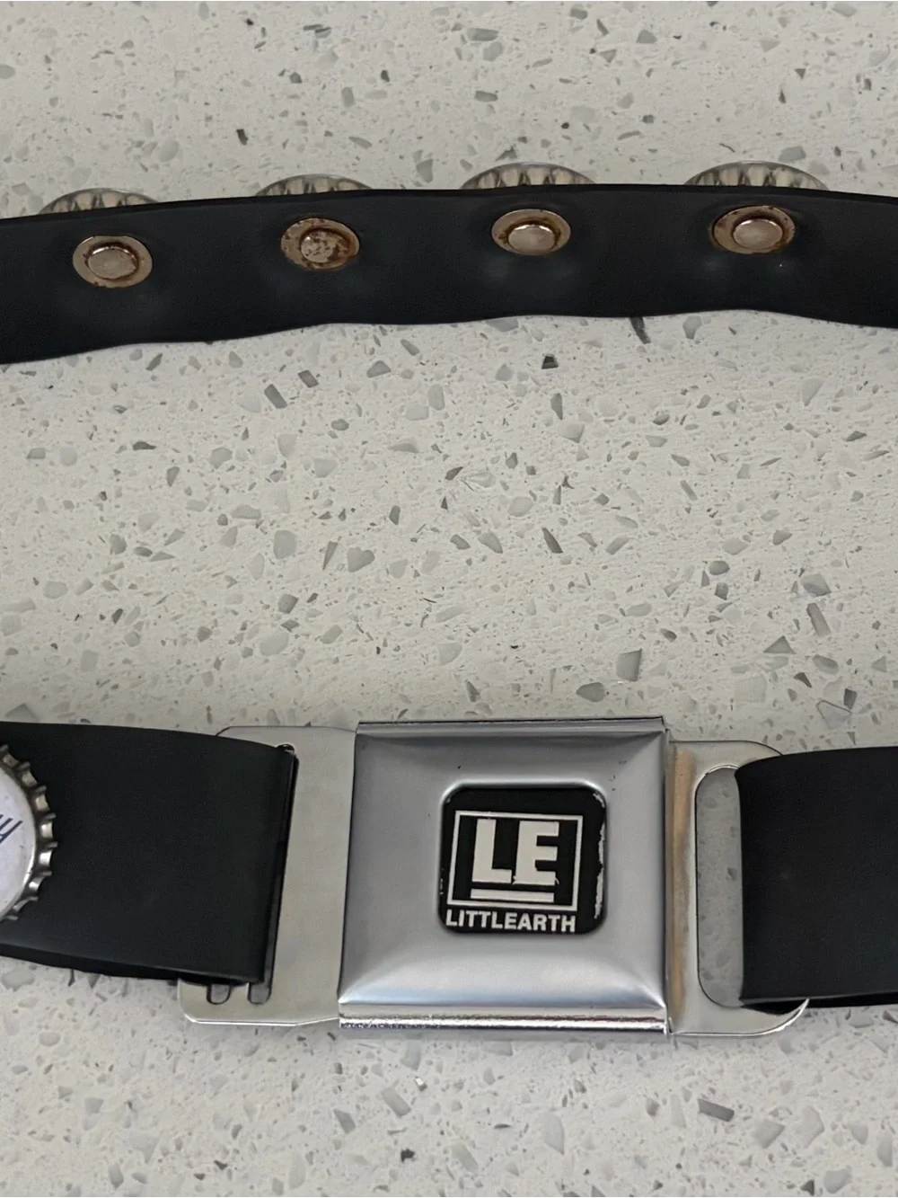 Vintage Littlearth LE Bottle Cap Seat Belt Buckle Belt Y2K, 36” length